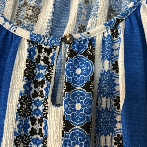 Women’s Cato Peasant Top with Flutter Sleeve, Blue/White, 18/20 2X - Picture 3 of 6